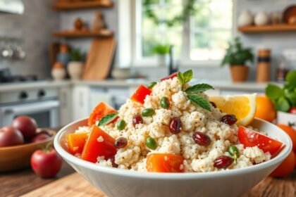 Tápiókás saláta friss zöldségekkel és citrommal