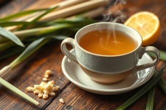 Frissítő indiai citromfű tea citrommal és gyógynövényekkel.