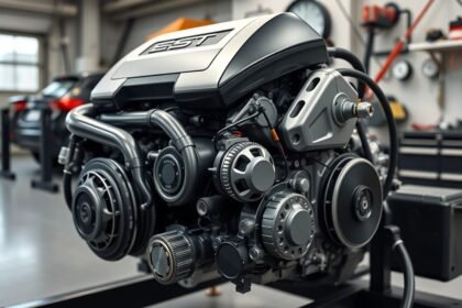 1.2 TSI motor részletei egy szerelő műhelyben