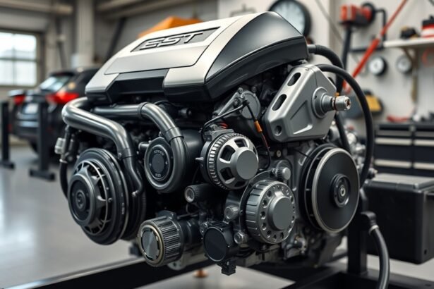 1.2 TSI motor részletei egy szerelő műhelyben