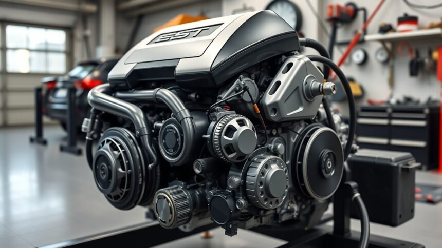 1.2 TSI motor részletei egy szerelő műhelyben