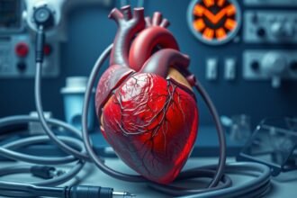 Művészi ábrázolás egy emberi szívvel az egészségügyi környezetben