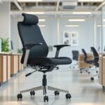 Gázrugós szék ergonómikus kialakítással egy modern irodában.
