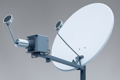 Parabola antenna with LNB system, demonstrating satellite signal reception.