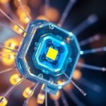 LED dióda közelképe sárga fényekkel