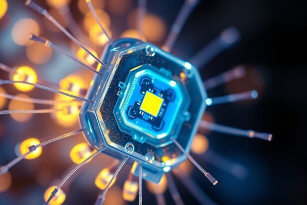 LED dióda közelképe sárga fényekkel