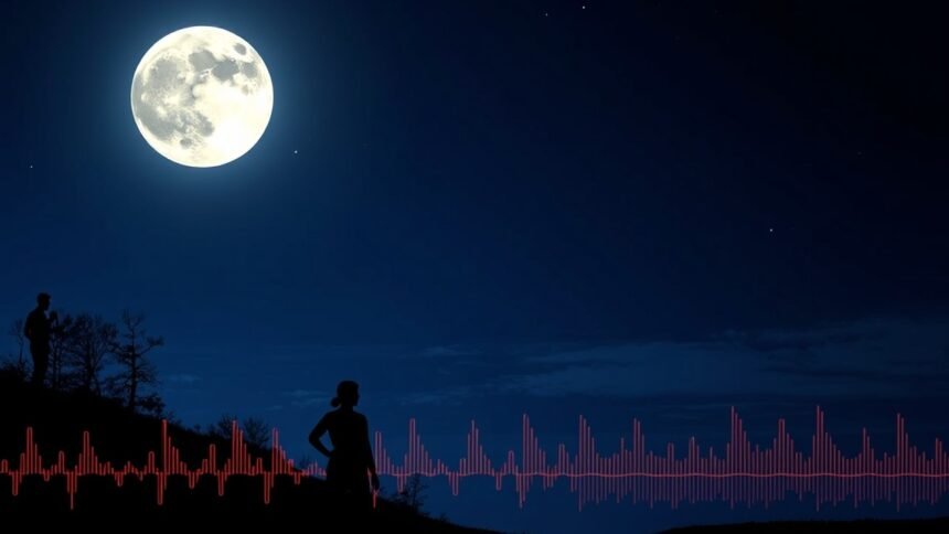 Telihold és a vérnyomás hatásainak vizsgálata éjszakai tájképen.