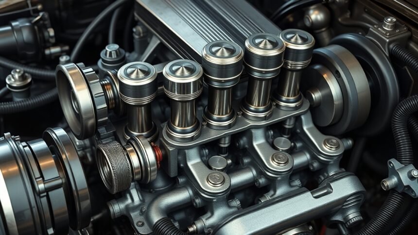 Egy négyütemű motor hengereinek részletei