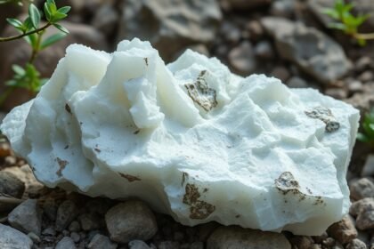 Magnezit kő természetes környezetben, ásványi formában.