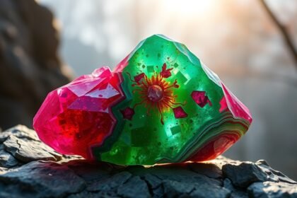 Rubin zoizit ásvány természetes fényben