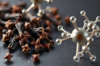 Szegfűszeg és eugenol molekulák megjelenítése