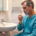 Férfi aranyér kezelése Hemorid kenőccsel egy vécén.