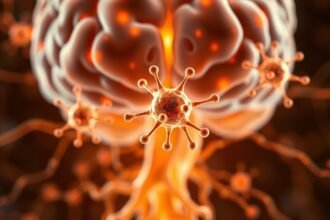 A szerotonin hatását bemutató ábra, amely a boldogság kémiai összetevőit jelképezi.