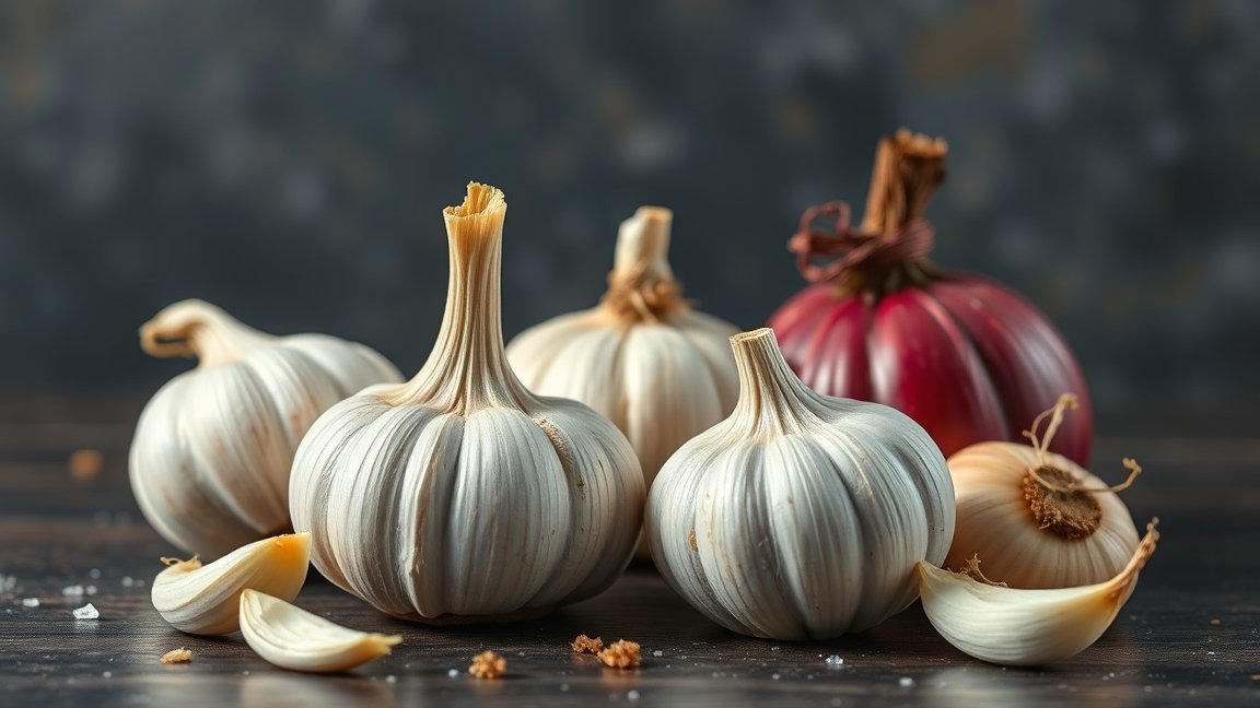 Fokhagyma és hagyma a tápláló táplálkozás támogatásához.