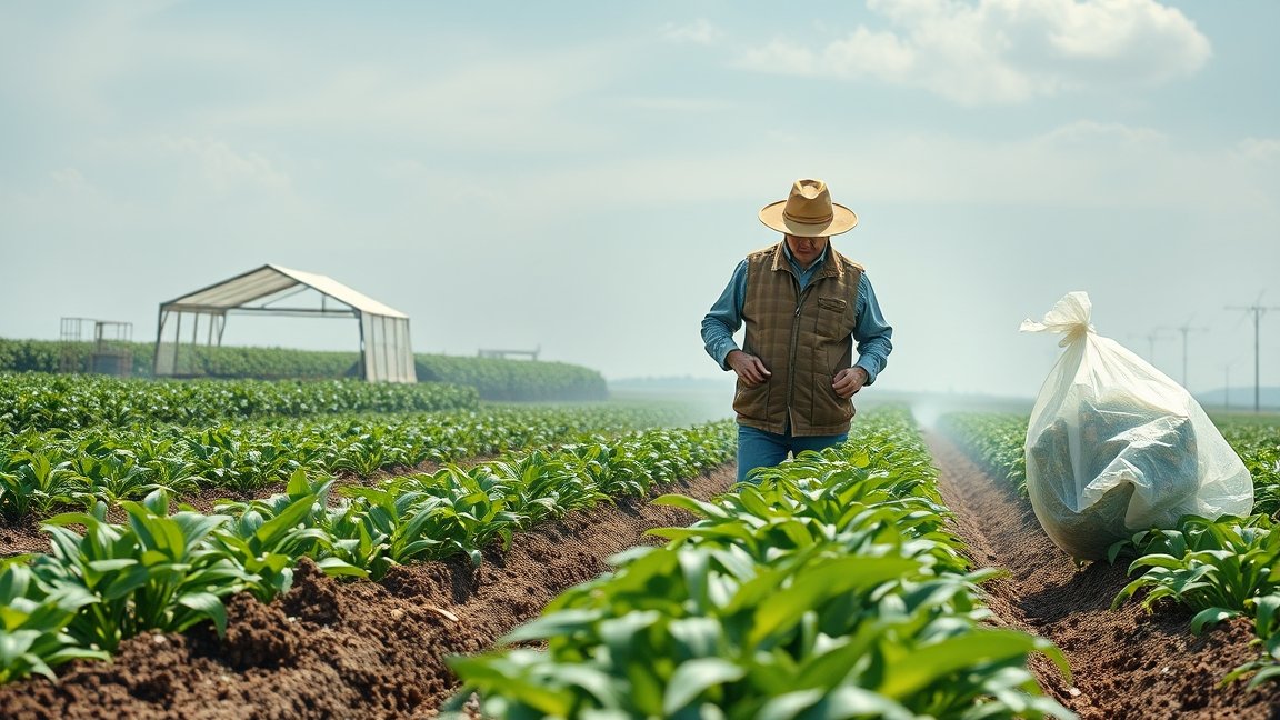 Mezőgazdasági munkás glifozát tartalmú növények között