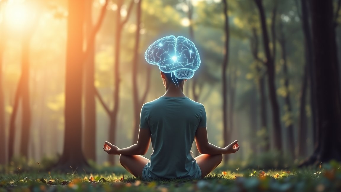 Meditáló személy agyával, meditáció hatása az agyra.