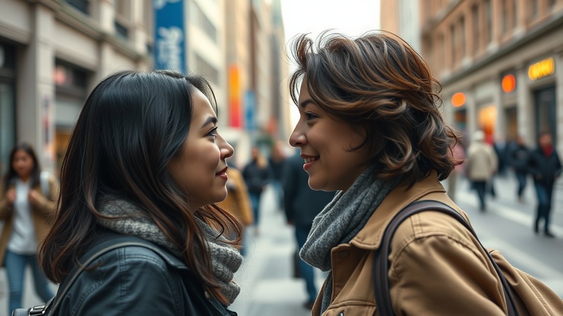 Két nő szemkontaktust létesít, bemutatva a hatékony kommunikációt.