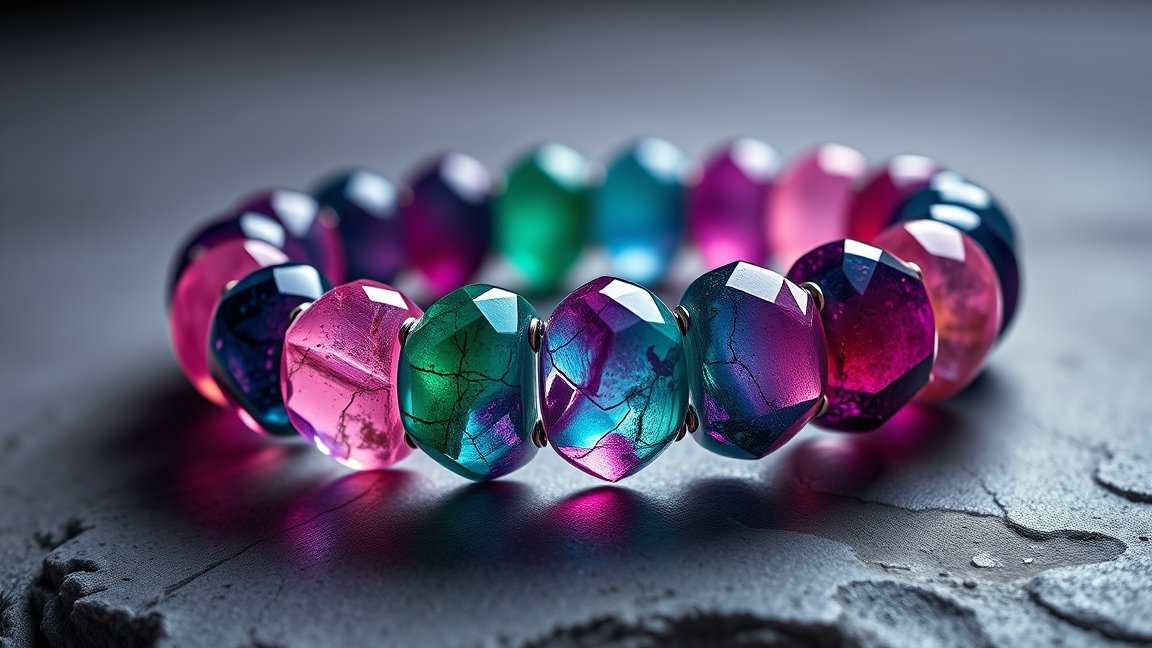 Színes turmalin karkötő, energia és egészség védelmében.