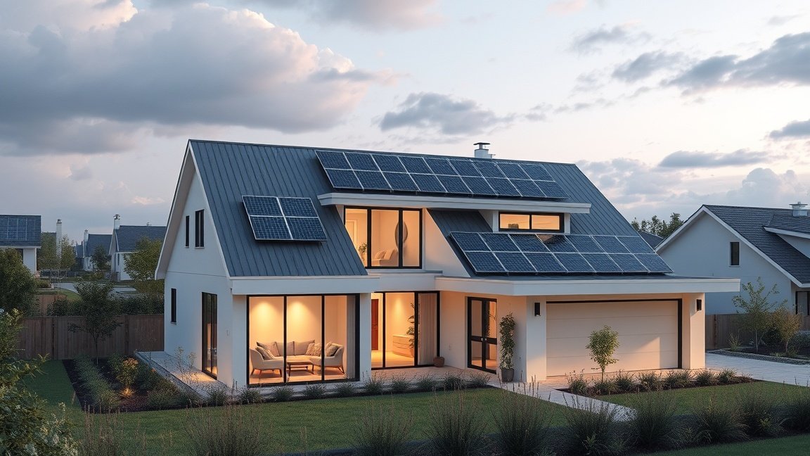 TwinStar: Forradalmi technológia az energiatakarékos otthonok szolgálatában 1 Modern energiatakarékos otthon napenergia rendszerrel